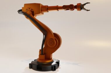 Robotic arm working on an automated production line