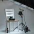 Product photography setup in a small studio