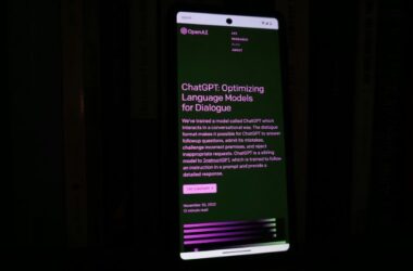 A smartphone showing an AI chat assistant app