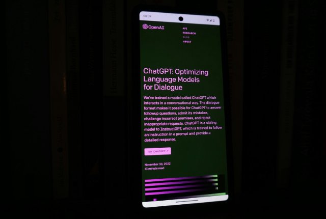 A smartphone showing an AI chat assistant app