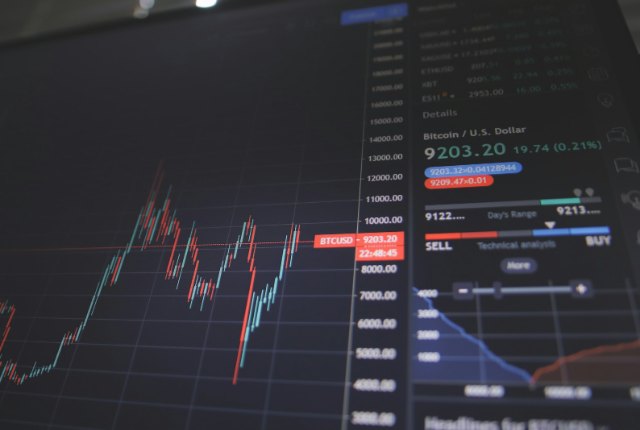 Financial chart showing a sharp decline on a screen