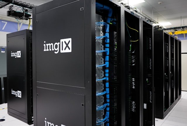 Server racks in a data center, illustrating X Ads MCP server